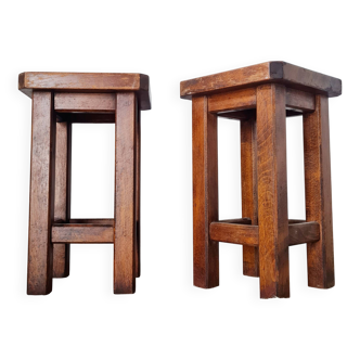 Pair of wooden stools - brutalist bedside tables