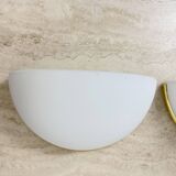 Pair of Limburg Glashütte wall lamp sconce opaline glass with golden detail