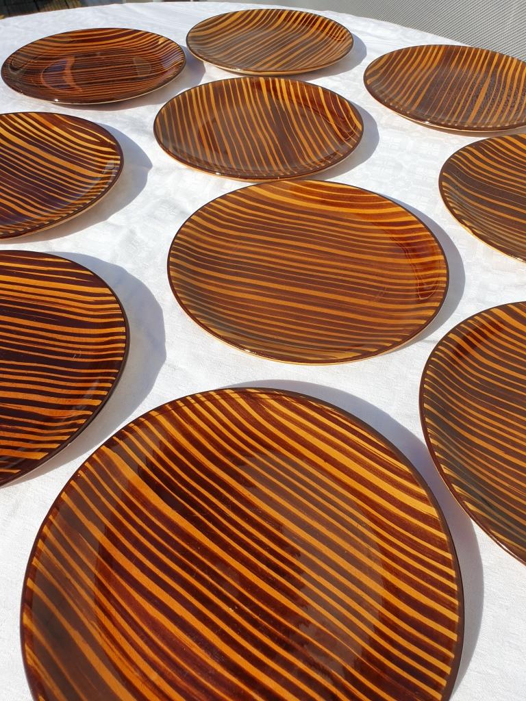 Set 10 plates African Art Deco 1930 Domino Sarreguemines