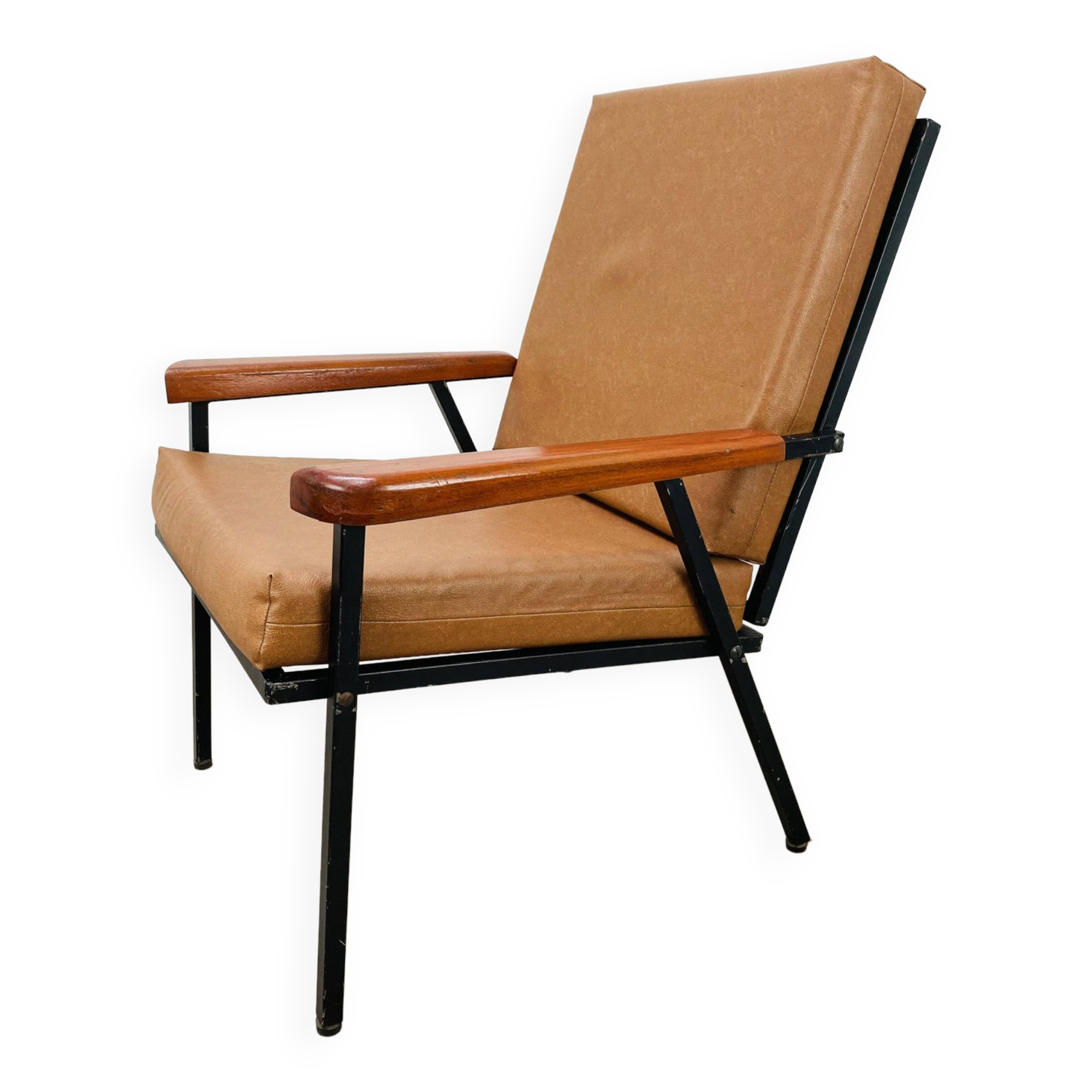 Armchair 50s metal and wood