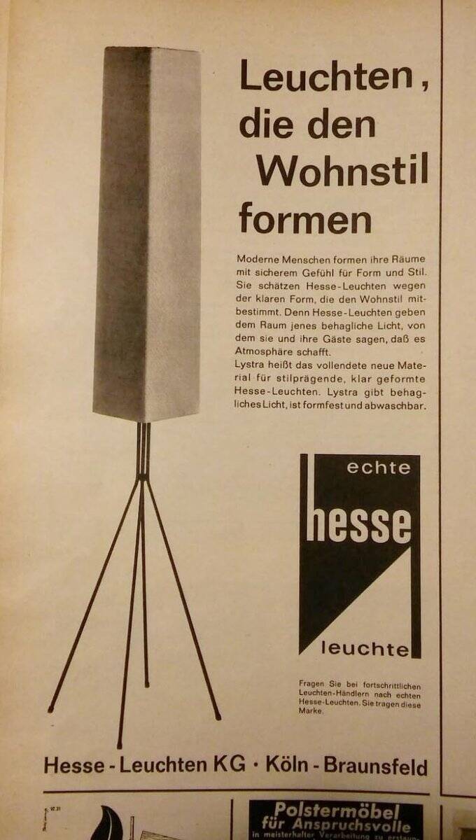 German floor lamp in metal and plastic by Hesse Leuchten, 1960s.