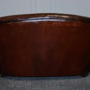 Art Deco Hand-Dyed Whisky Brown Sofa, Armchairs and Ottomans, 1920s, Set of 5