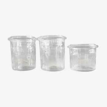 Ensemble de 3 pots vintage en verre La Conserve