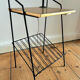 Magazine table with vintage floor lamp, antique side furniture, l