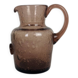 La Rochère pink bubble glass pitcher, vintage