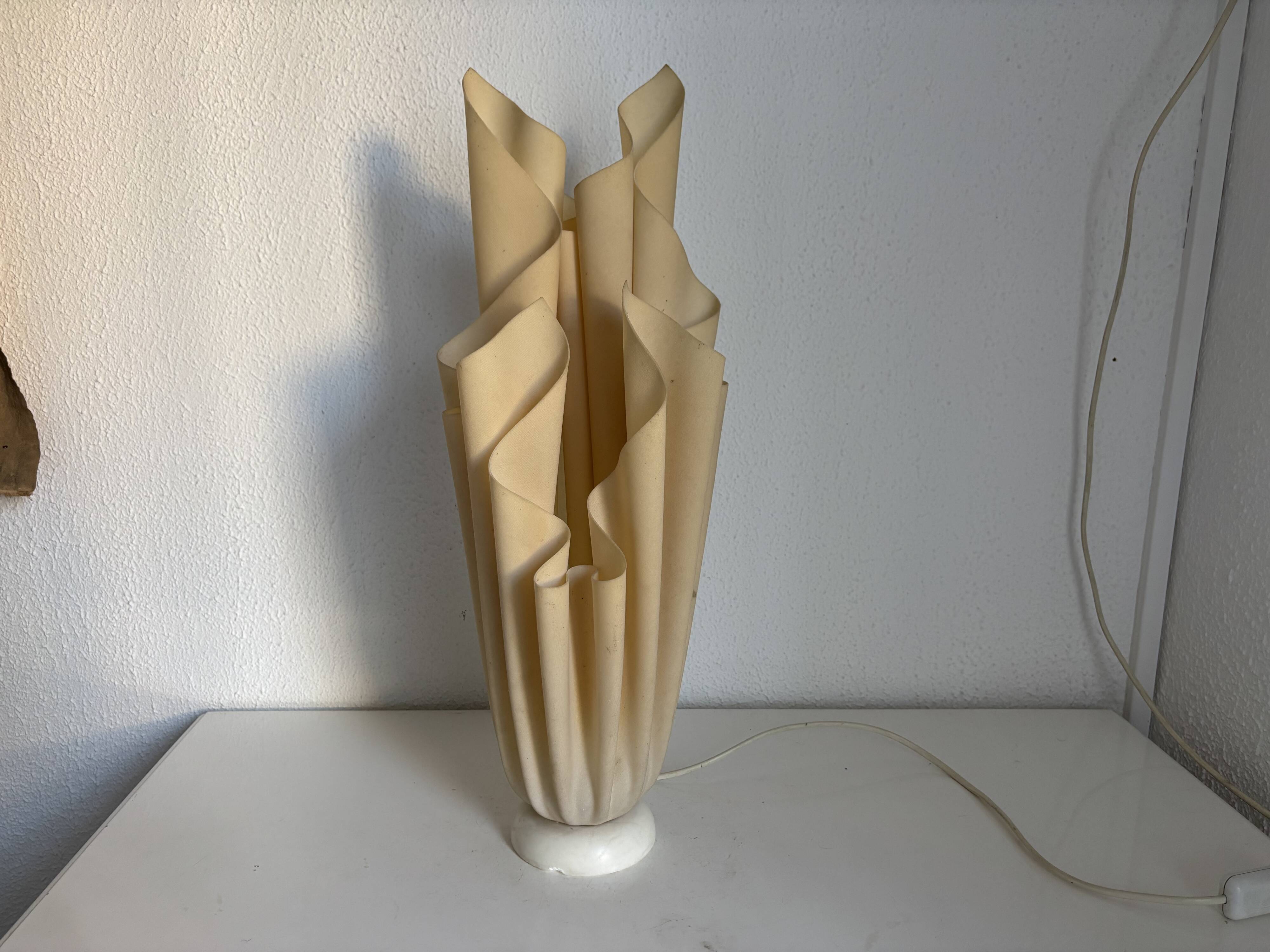 Vintage 1970 Athéna lamp by Georgia Jacob, draped in light salmon - 50 cm