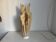 Vintage 1970 Athéna lamp by Georgia Jacob, draped in light salmon - 50 cm