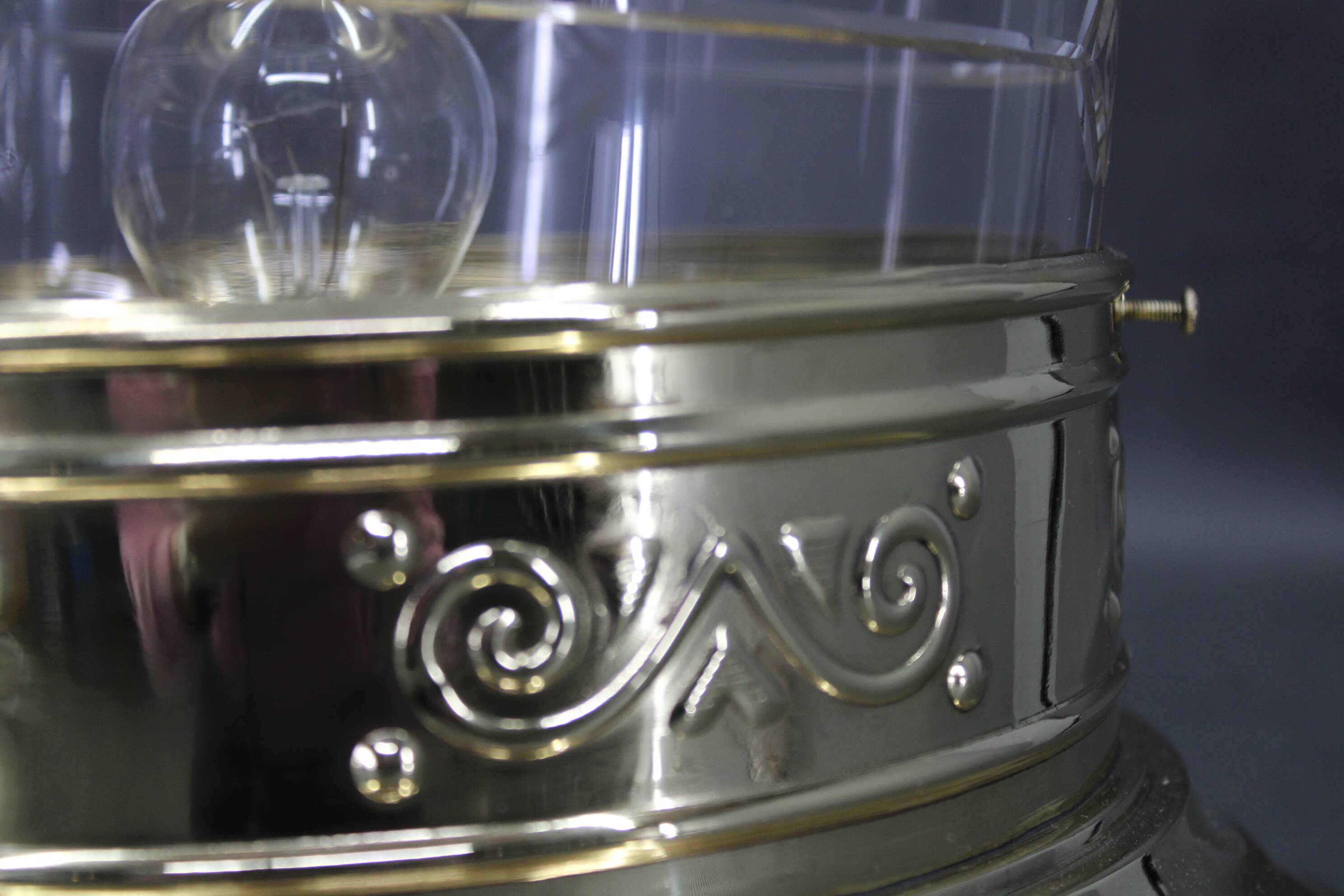 Art Nouveau brass and glass ceiling light, Czechoslovakia, 1930s