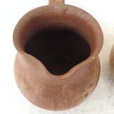 Duo of stoneware milk pitchers