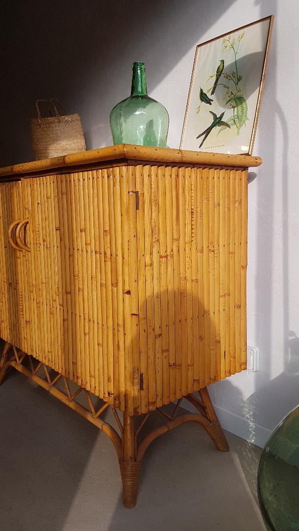 Rattan, wicker and bamboo vintage - bar furniture - feet compass buffet