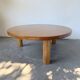 1950s round tripod oak coffee table