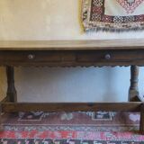 Antique patinated oak dining table, 18th century
