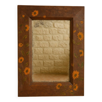 Miroir Art Nouveau en marqueterie tournesols