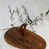 Olive wood cheese platter with knife (probably not original)