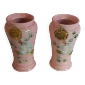 Pair of mini Art Nouveau vases in majolica – Gustave De Bruyn (Fiv