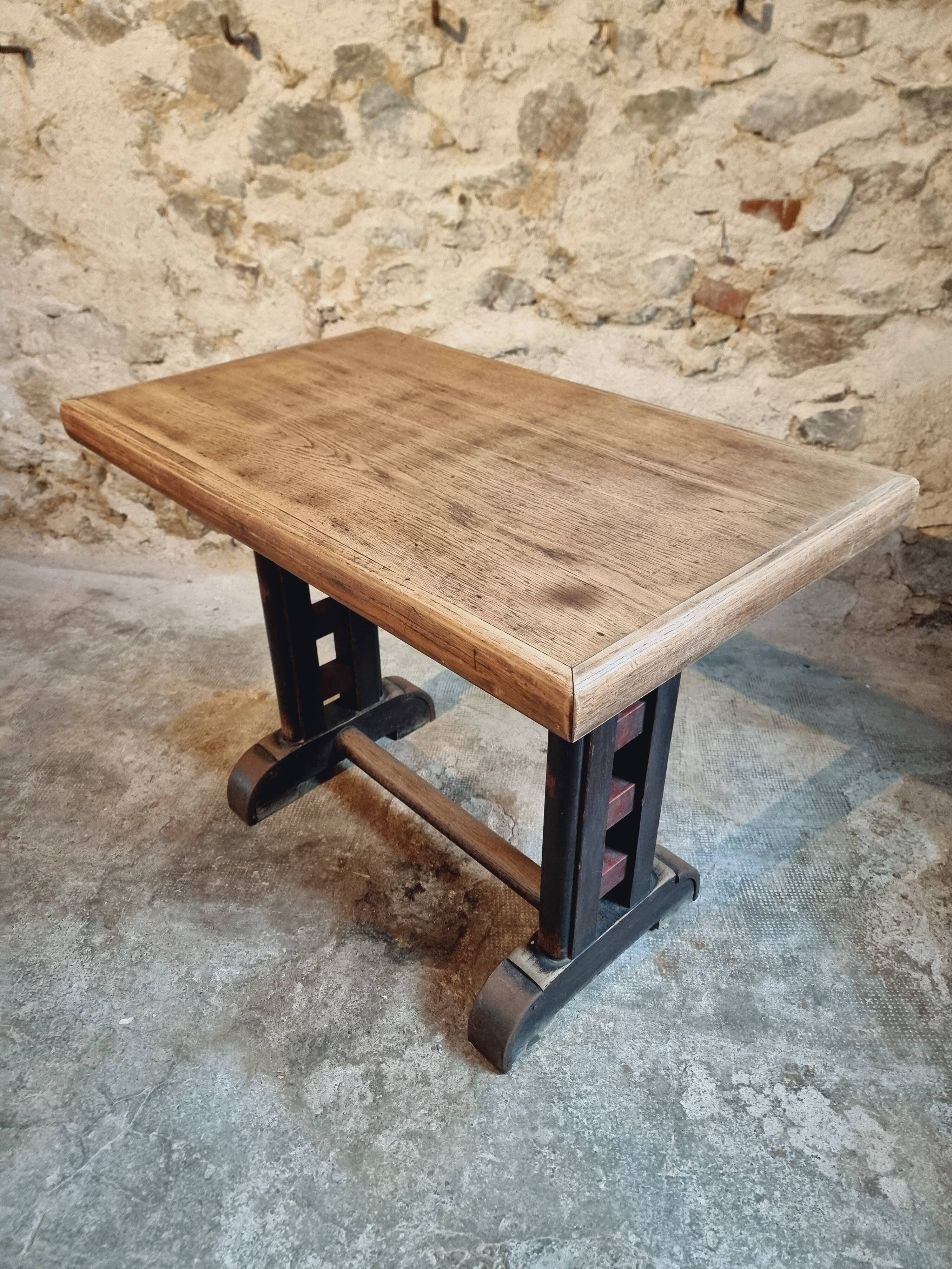 Antique oak bistro table – France, 1920s