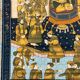 Large Persian painting on silk - large decorative hanging - scene of