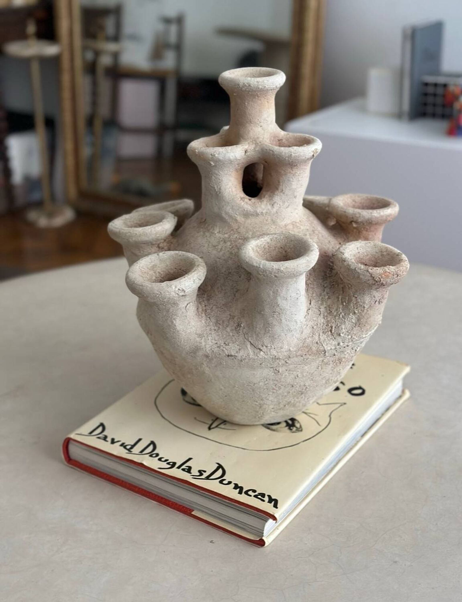 Anemone candle holder, centrepiece chandelier, raw minimalist ceramic sculpture.