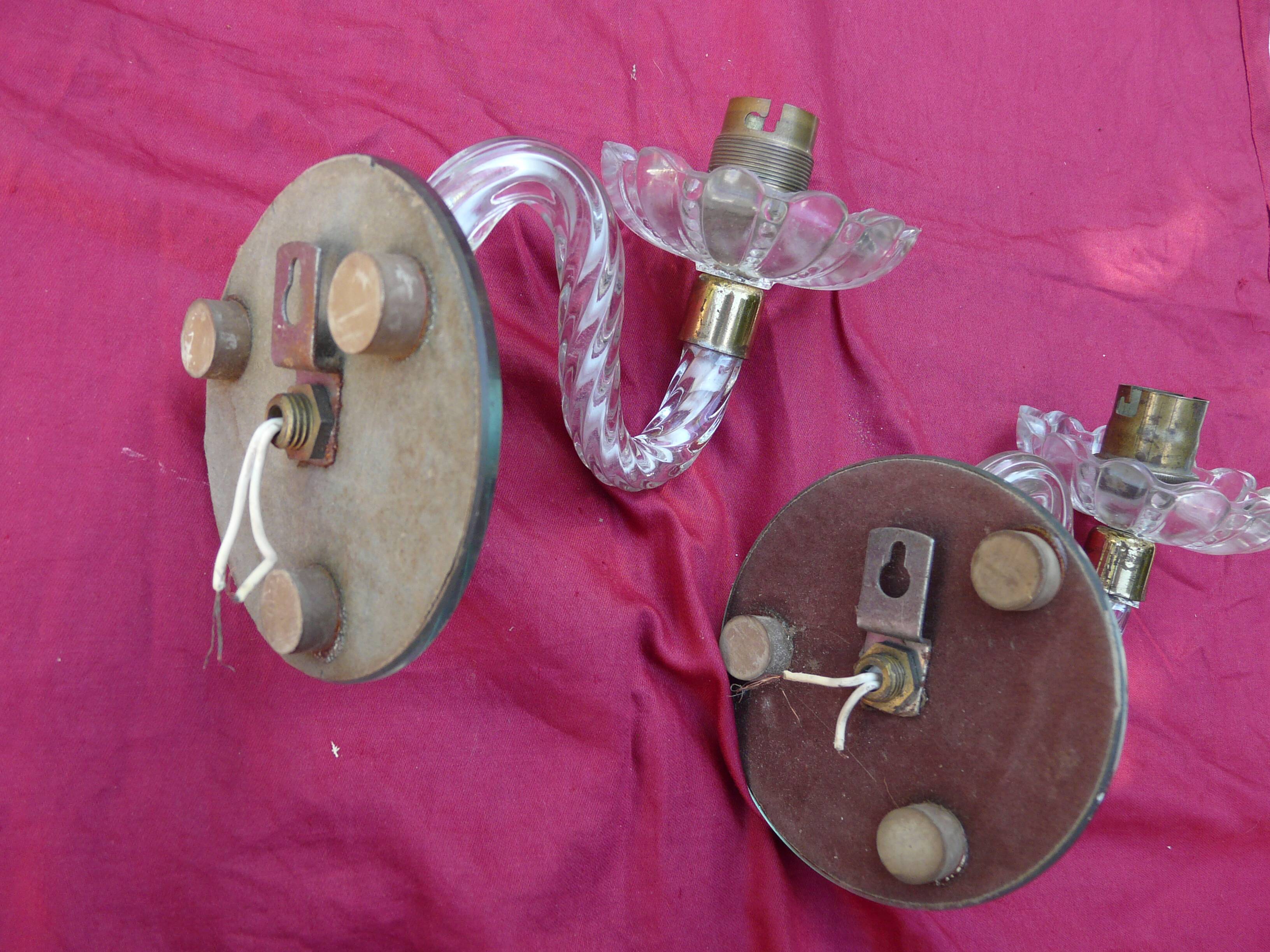 Pair of cup mirror sconces, Murano, vintage, 1940s