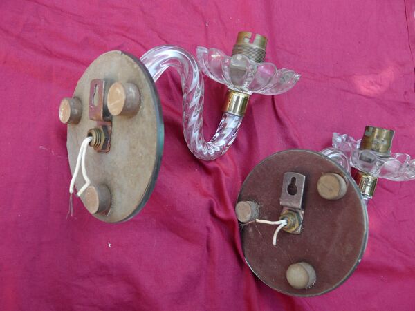 Paire appliques miroir coupelles, Murano, vintage, années 40