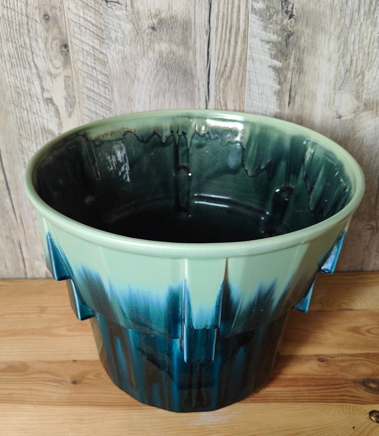 Iridescent Art Deco earthenware planter