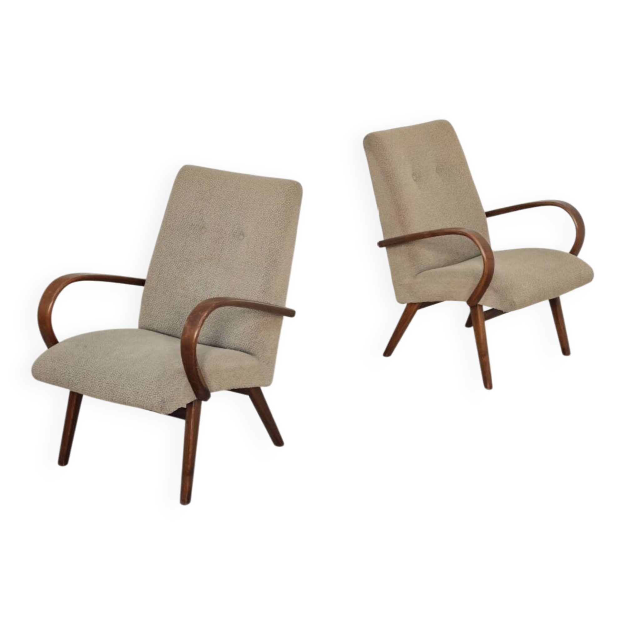 Pair of grey mottled armchairs by Jaroslav Smidek for TON Bystrice