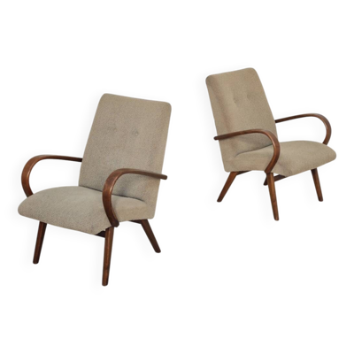 Paire de fauteuils gris dessinée par Jaroslav Smidek pour TON Bystrice