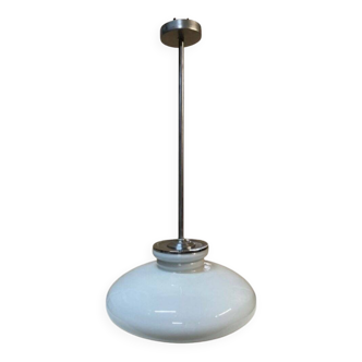 Opaline glass pendant lamp for recycled kitchen counter, vintage glass lampshade, 1960