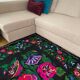 Handwoven Romanian rug with colorful bohemian floral design 294x146cm