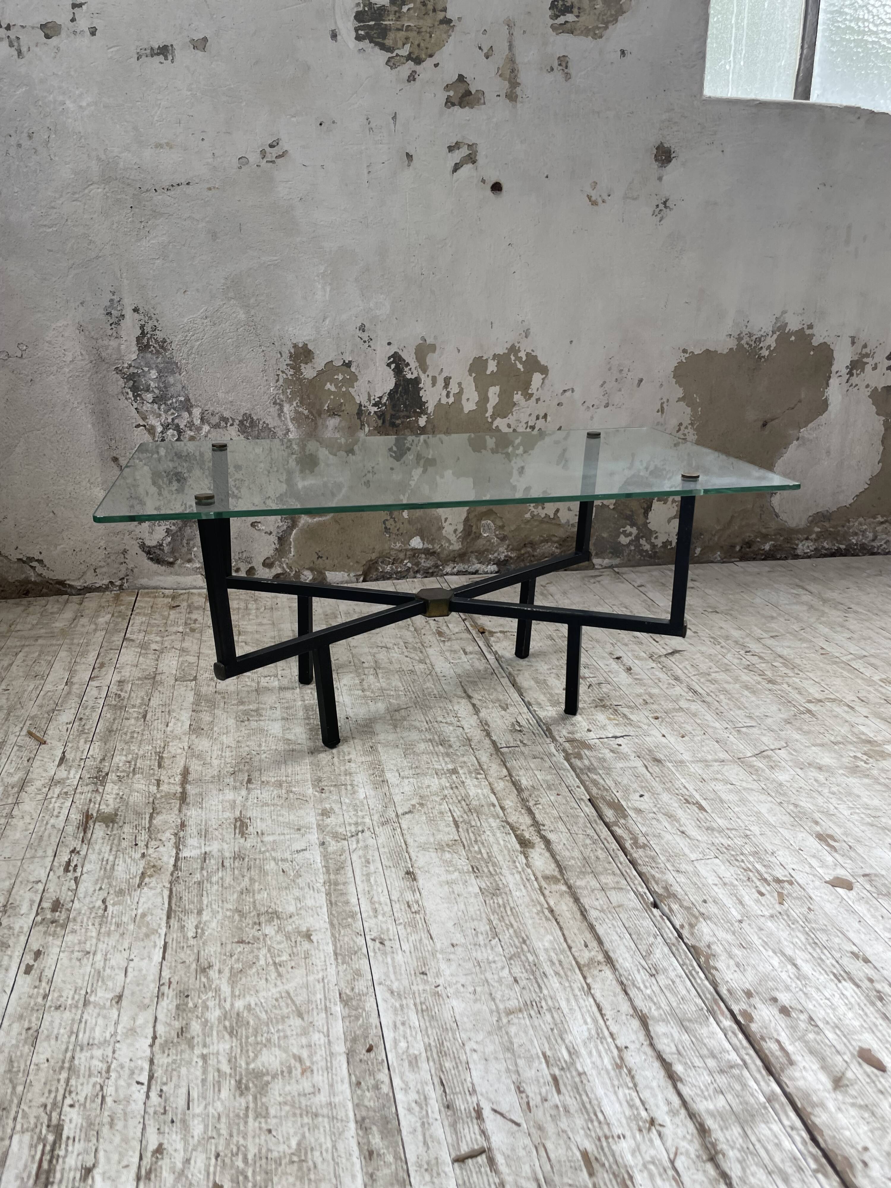 60s glass coffee table