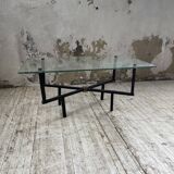 60s glass coffee table