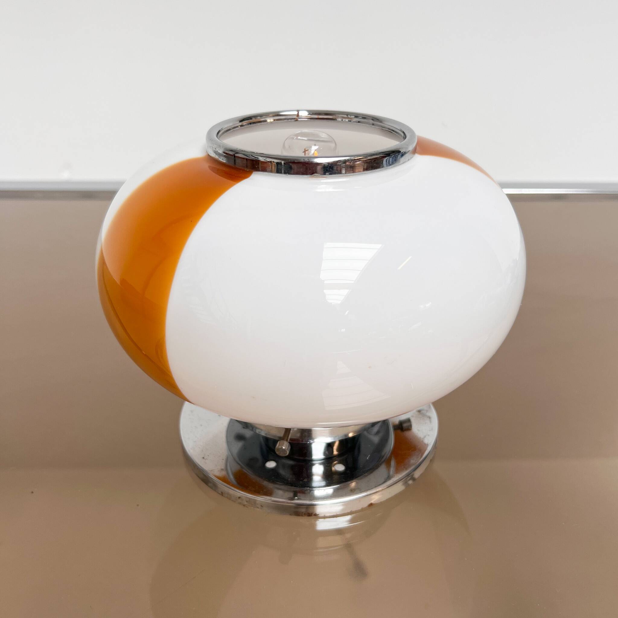 Opal glass Italian table lamp, 1960s