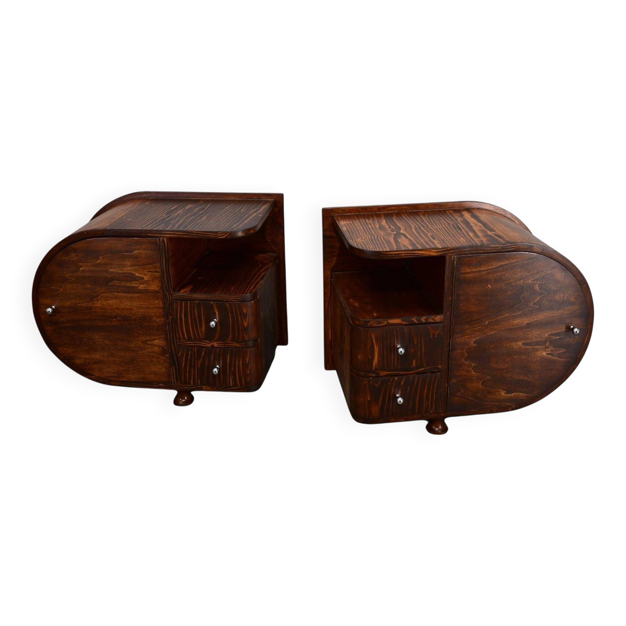 1935s pair of rare Art Deco bedside tables, Czechoslovakia