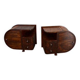 1935s pair of rare Art Deco bedside tables, Czechoslovakia