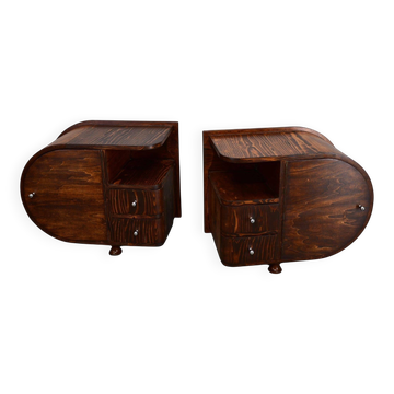 1935s pair of rare Art Deco bedside tables, Czechoslovakia