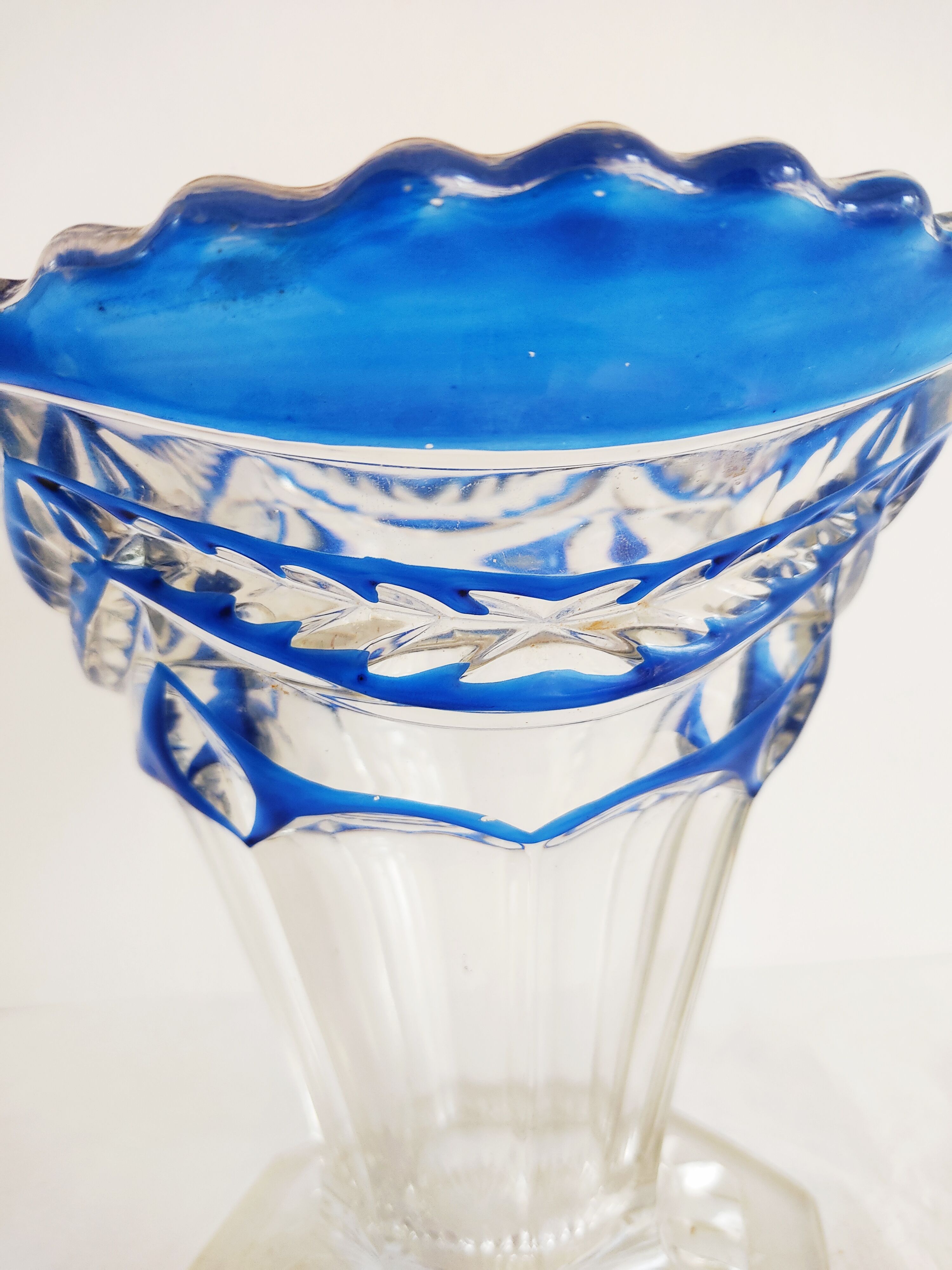 Vintage glass vase painted