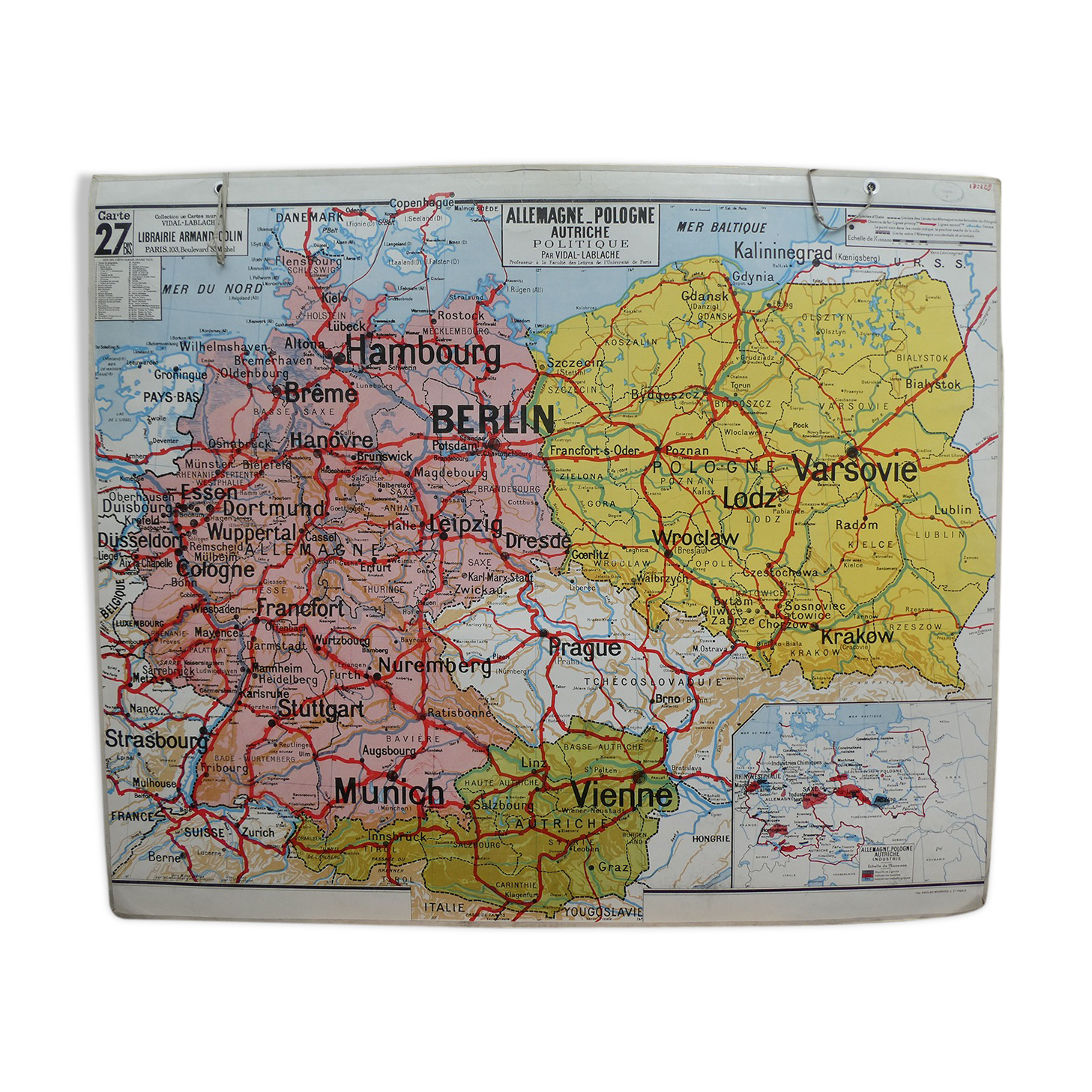 Old school map No.27 of Germany-Poland-Austria - Armand Colin