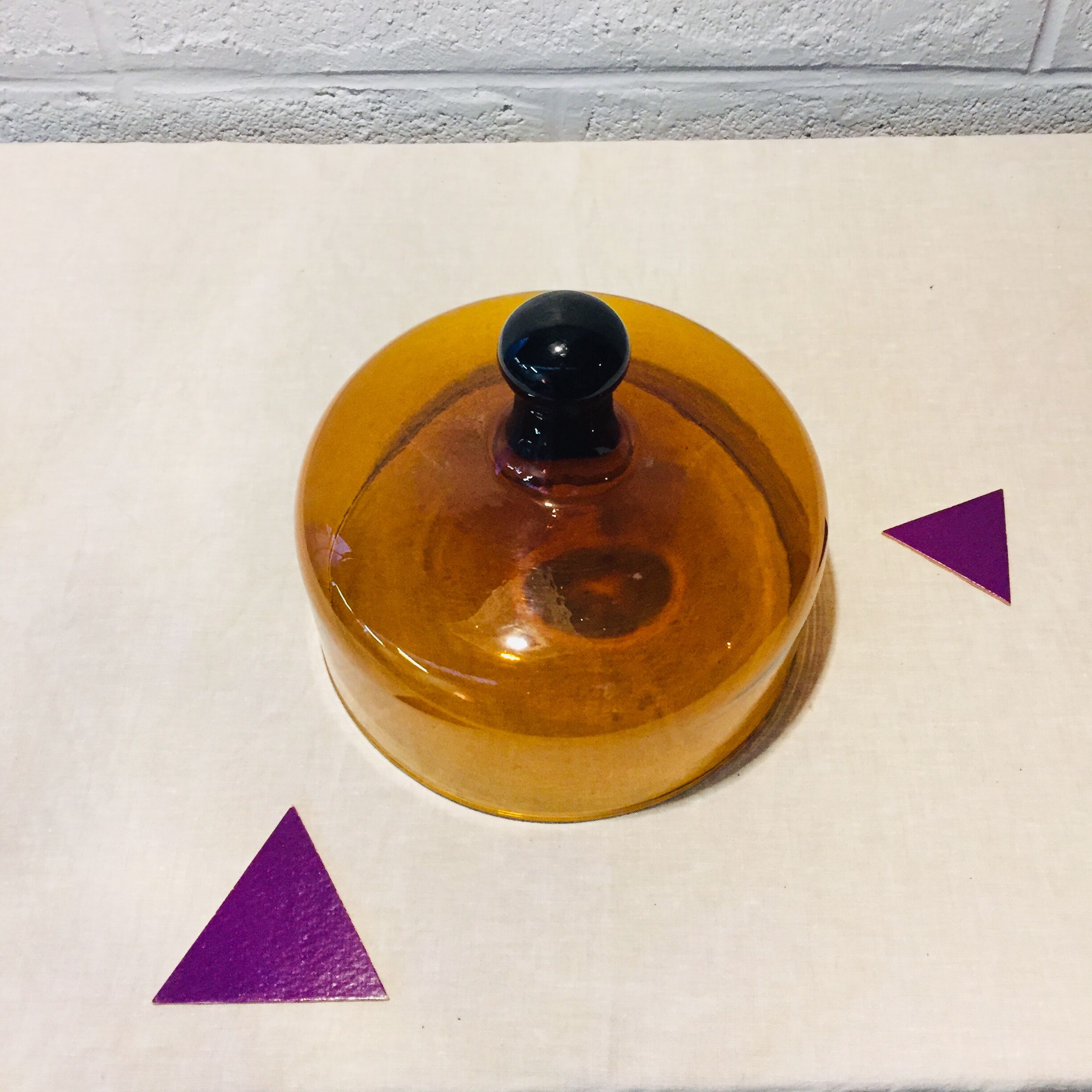 Colorful smoked glass bell, vintage 70s