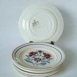 Lot de 8 assiettes à dessert Lunéville modèle Herblay 1950