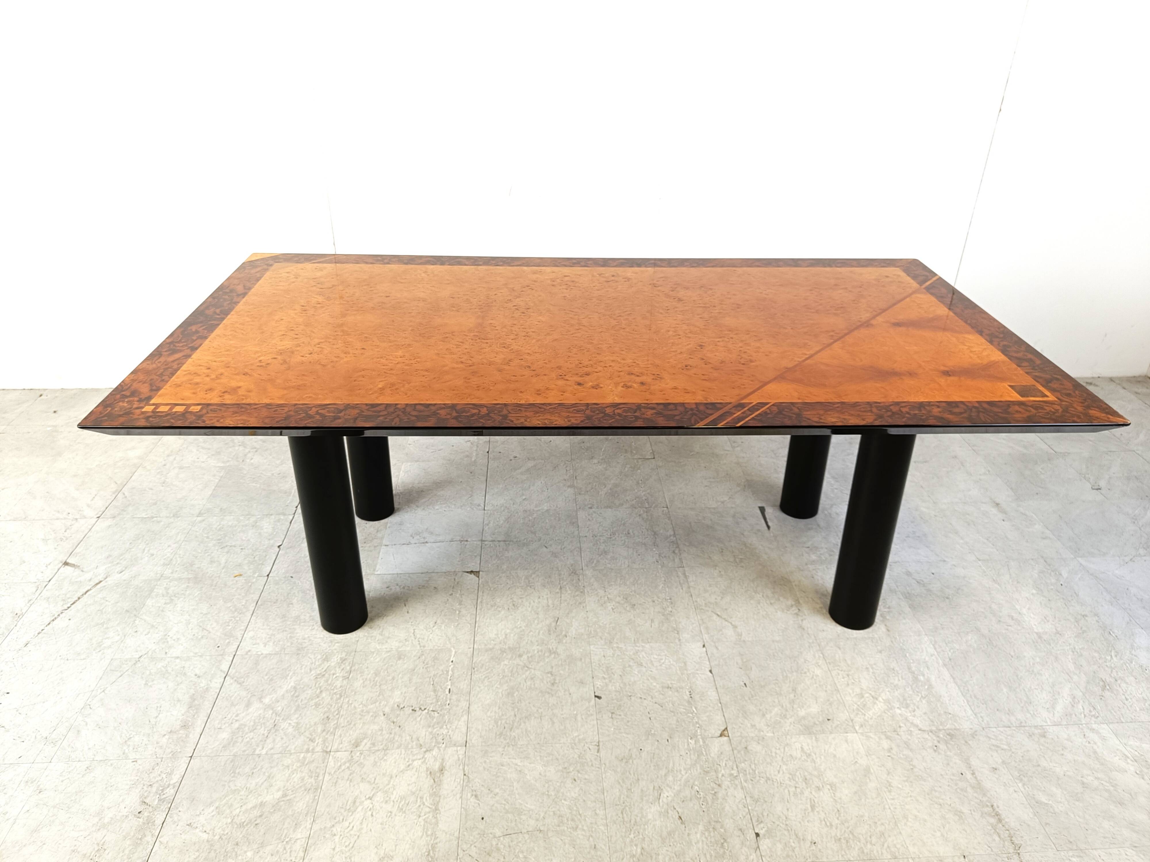 Oscar Dell Arredamento Italian Modern Burl Maple Dining Table by Miniforms