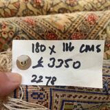 Vintage Turkish Silk Rug, 180x116 cm, Kayseri, Pink Blue Green, Handmade