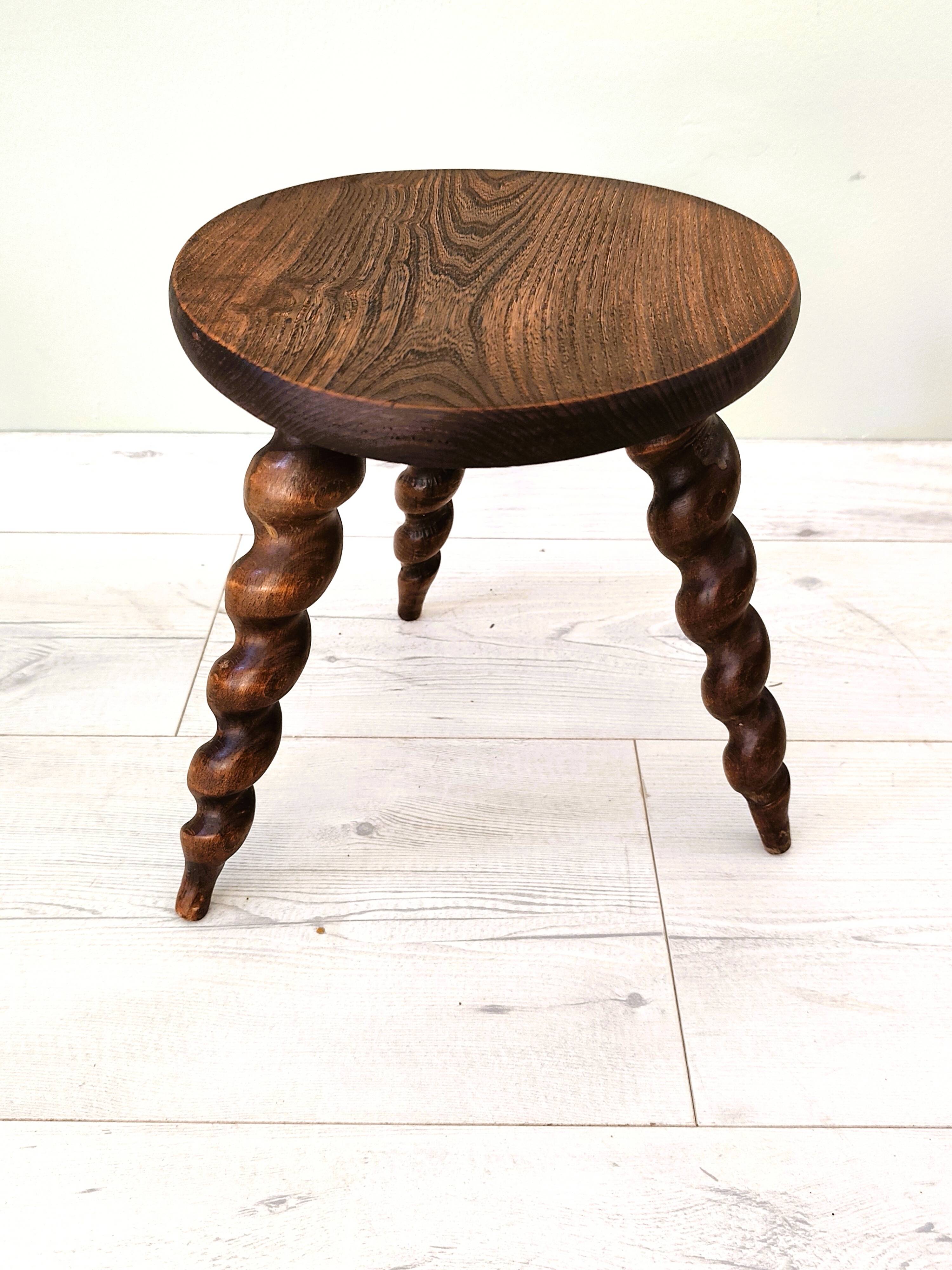 Solid wood milking stool