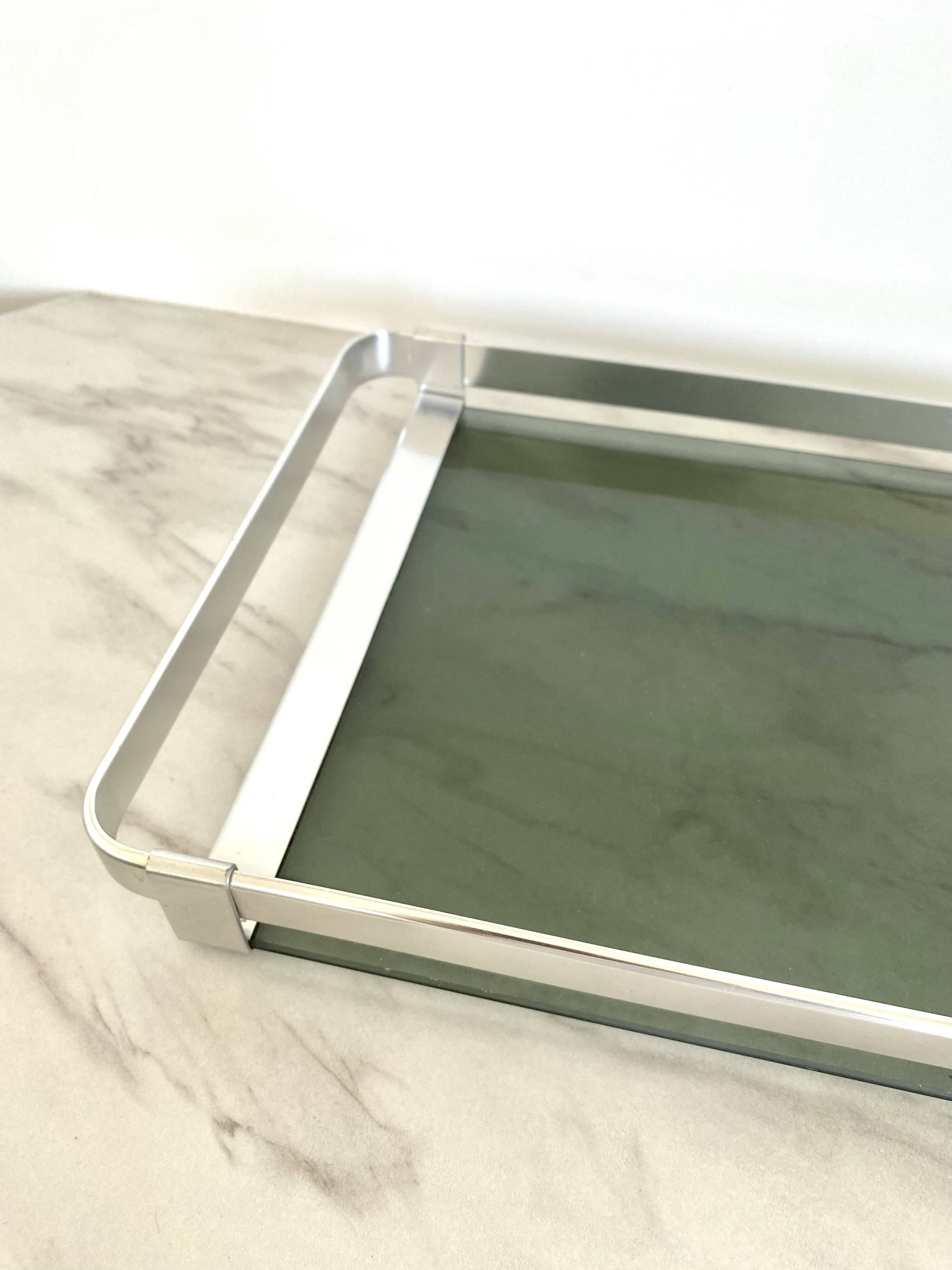 Aluminium and chrome plateau MB Italy 1970s - 45 cm
