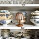 Beige rattan and cotton table lamp