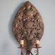 Pair of wall sconces in embossed brass with floral patterns, wall lamp, sconce.
