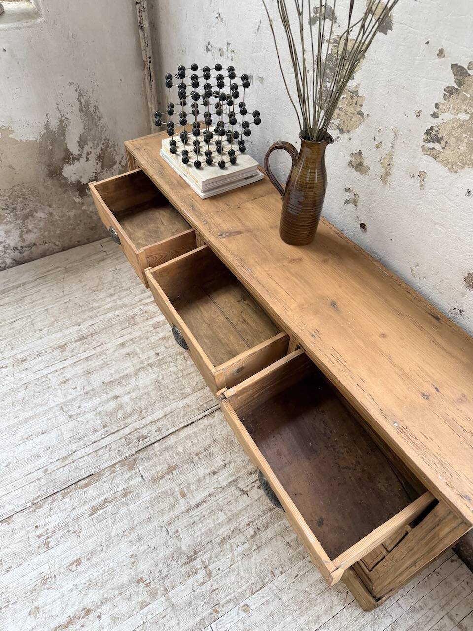 Pine craft cabinet with drawers