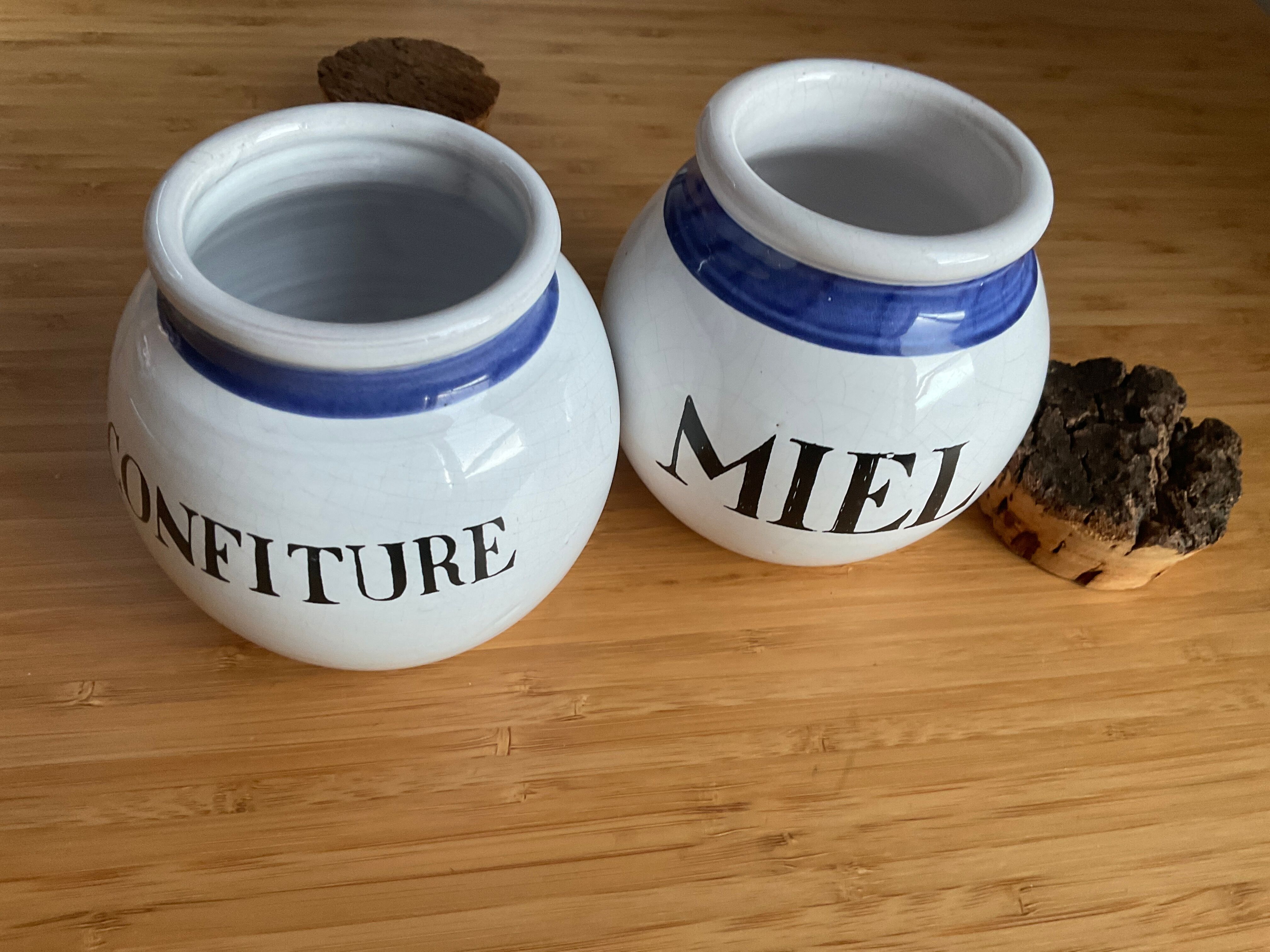 Ceramic spice jars, jam, honey