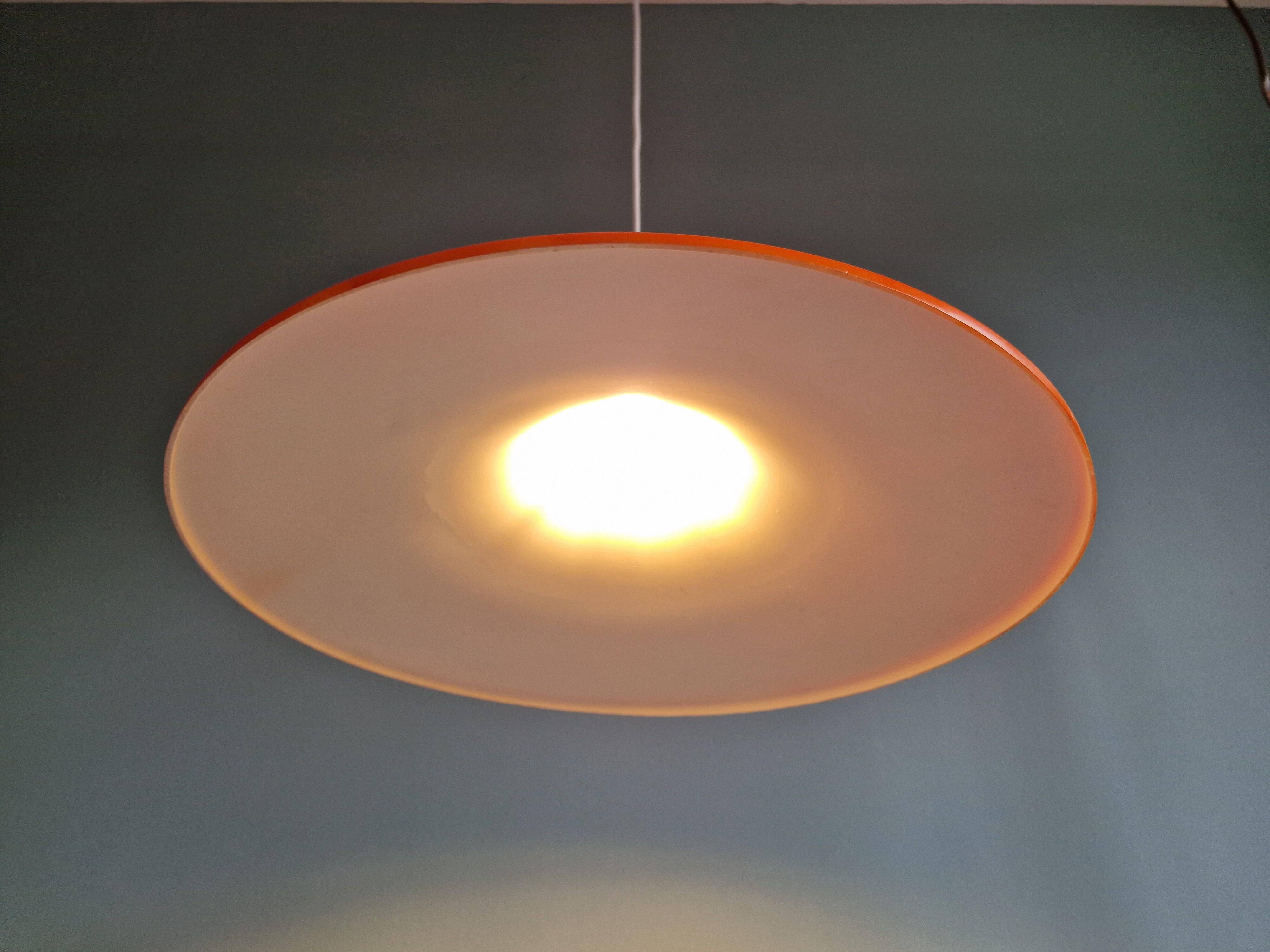 Large vintage orange plastic pendant light