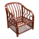 Fauteuil rotin et osier adulte bordeaux avec coussin 1970