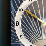 Vintage clock silent rectangular wall pendulum "golden blue vegetable"